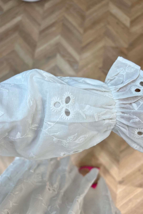 Sare Fashion Leather Belted Festoon Tunic White