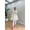 Sare Fashion Leather Belted Festoon Tunic White
