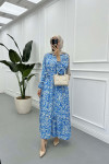 Sare Fashion Patterned Tie Dress Blue