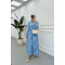 Sare Fashion Patterned Tie Dress Blue