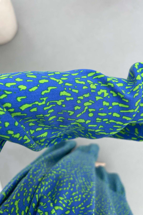 Sare Fashion Patterned Tie Dress Blue