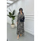 Sare Fashion Patterned Tie Dress Black