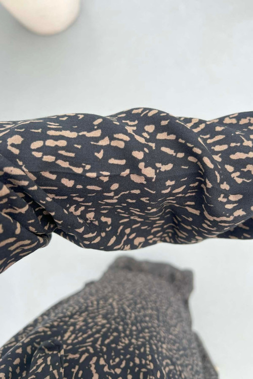 Sare Fashion Patterned Tie Dress Black
