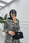 Sare Fashion Patterned Tie Dress Black