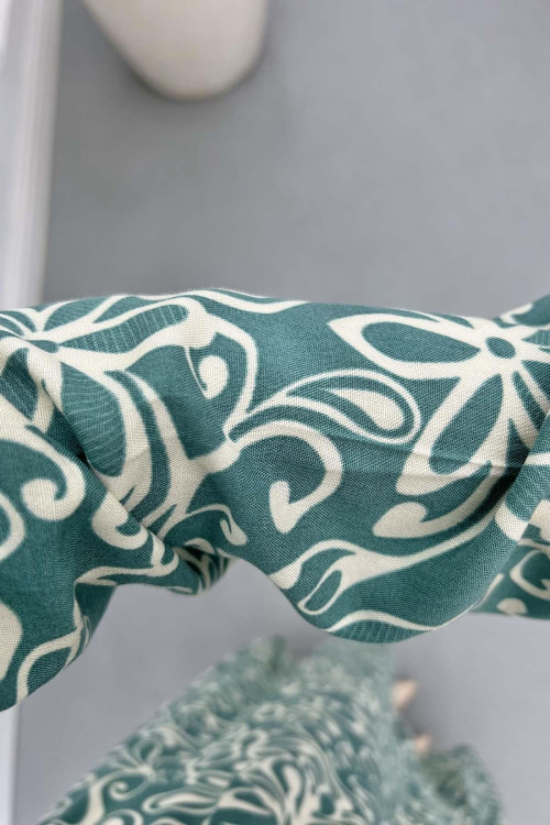 Sare Fashion Patterned Tie Dress Green