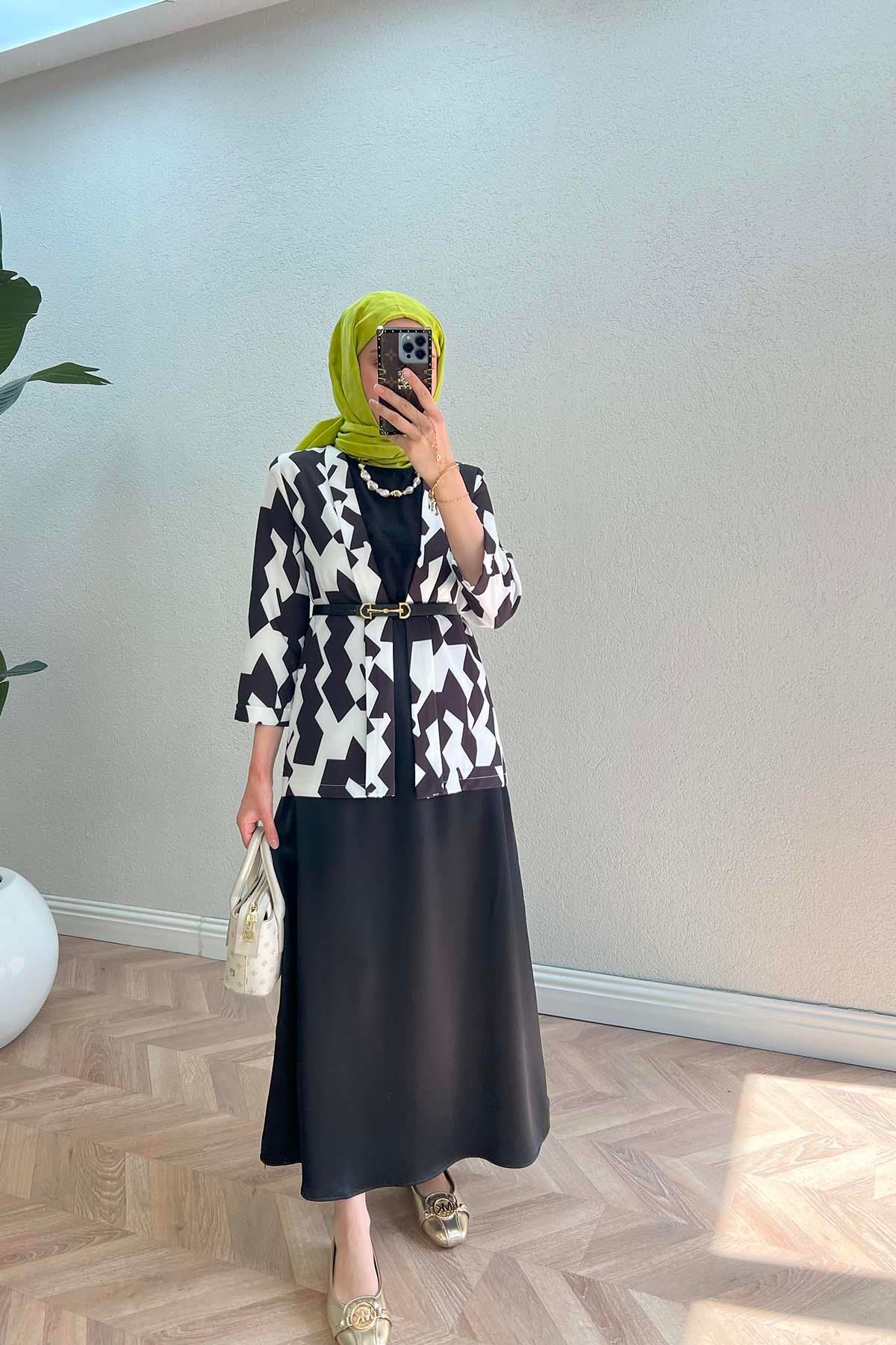 Sare Fashion Patterned Jacket Black