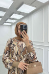 Sare Fashion Patterned Efsun Dress Brown