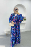 Patterned Dress Navy Blue