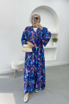 Patterned Dress Navy Blue