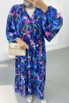 Patterned Dress Navy Blue