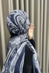 Patterned Ethnic Shawl Navy Blue