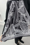 Patterned Ethnic Shawl Black
