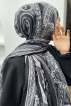 Patterned Ethnic Shawl Black