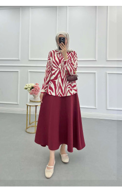 Sare Fashion Patterned Shirt Burgundy