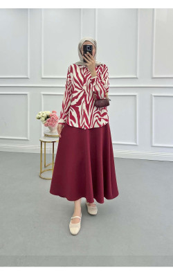 Sare Fashion Patterned Shirt Burgundy