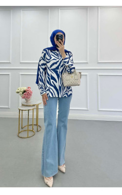 Sare Fashion Patterned Shirt Saxe Blue