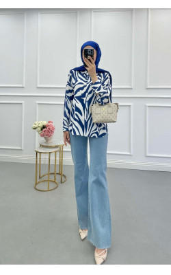 Sare Fashion Patterned Shirt Saxe Blue