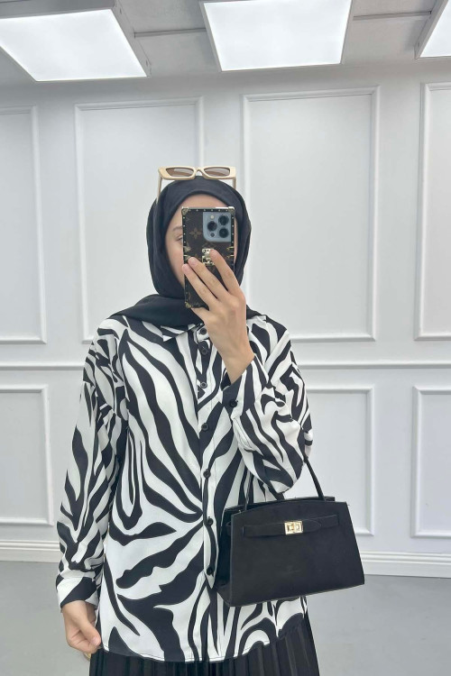 Sare Fashion Patterned Shirt Black