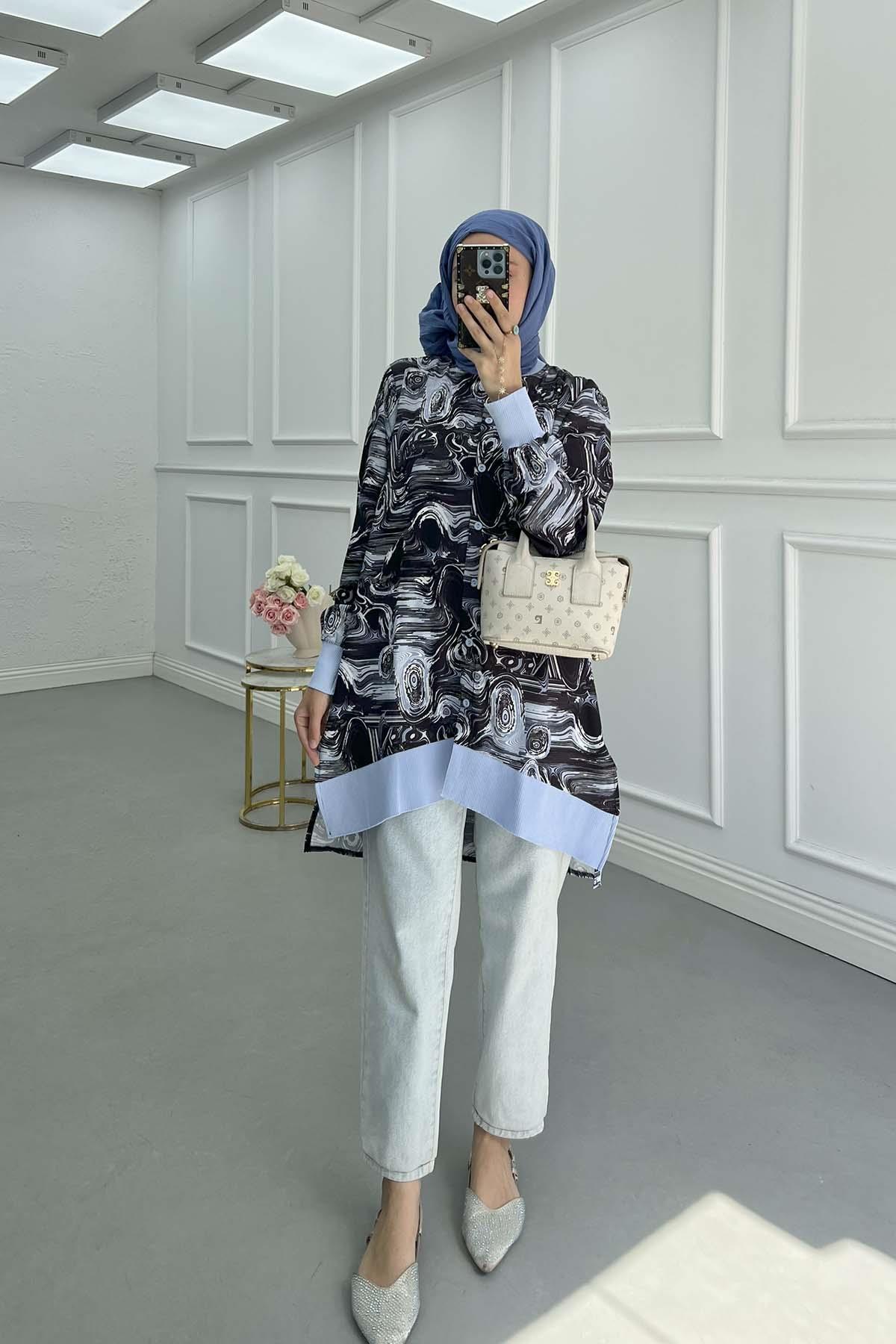 Sare Fashion Patterned Shirt Black
