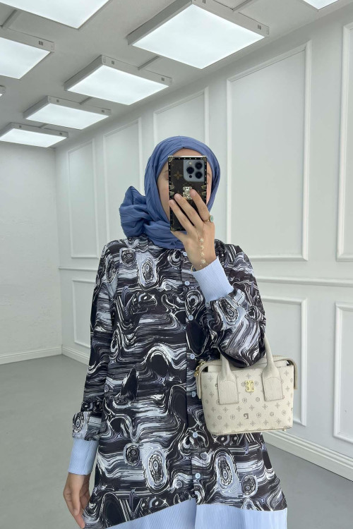 Sare Fashion Patterned Shirt Black