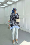 Sare Fashion Patterned Shirt Black