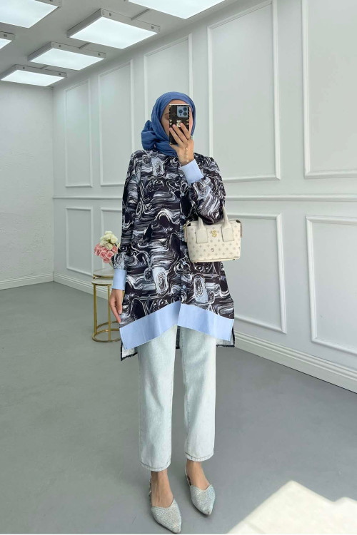 Sare Fashion Patterned Shirt Black