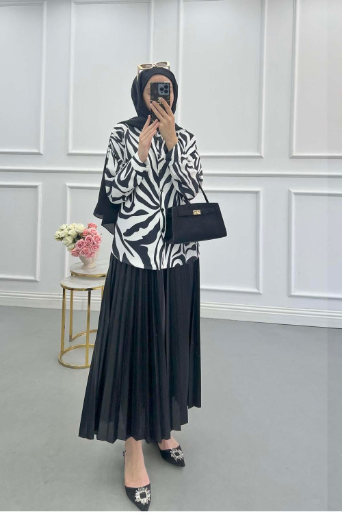 Sare Fashion Patterned Shirt Black