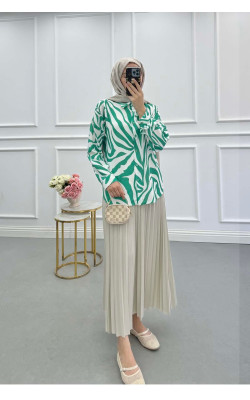 Sare Fashion Patterned Shirt Green