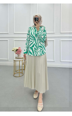 Sare Fashion Patterned Shirt Green
