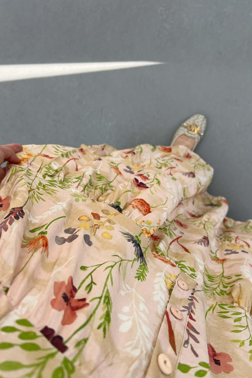 Sare Fashion Patterned Mango Dress Beige