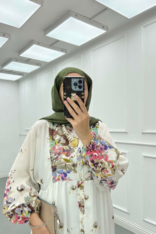 Sare Fashion Patterned Mango Dress Almond Green