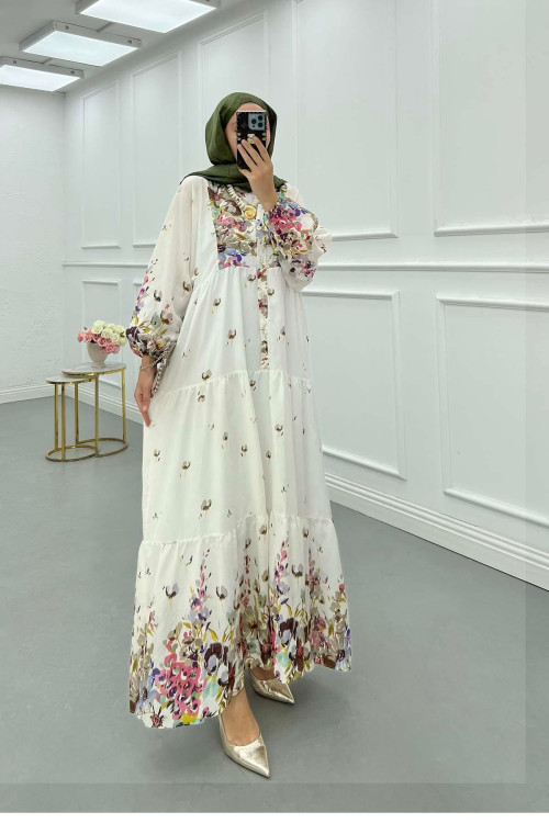 Sare Fashion Patterned Mango Dress Almond Green