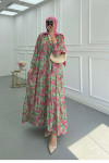 Sare Fashion Patterned Mango Dress Fuchsia
