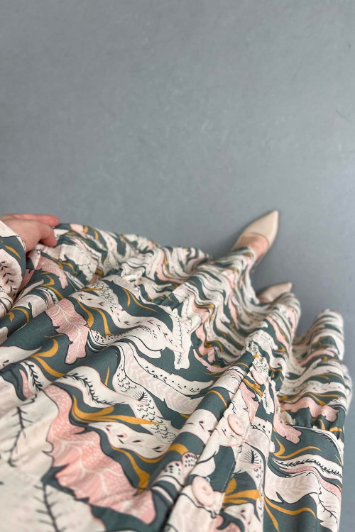 Sare Fashion Patterned Mango Dress Khaki