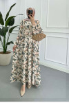 Sare Fashion Patterned Mango Dress Khaki