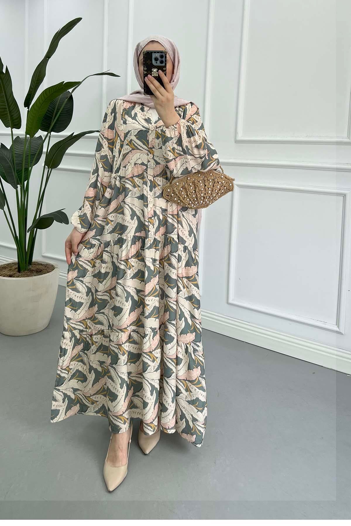 Sare Fashion Patterned Mango Dress Khaki