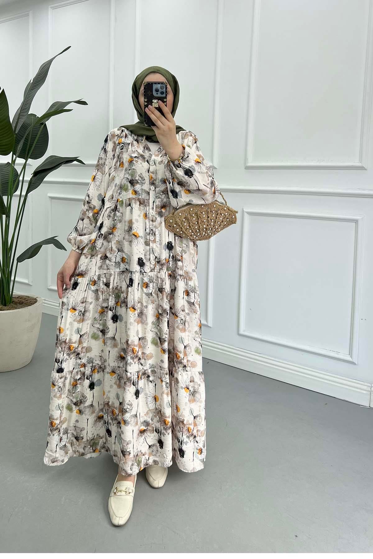 Sare Fashion Patterned Mango Dress Brown Sare Fashion Patterned Mango Dress Brown