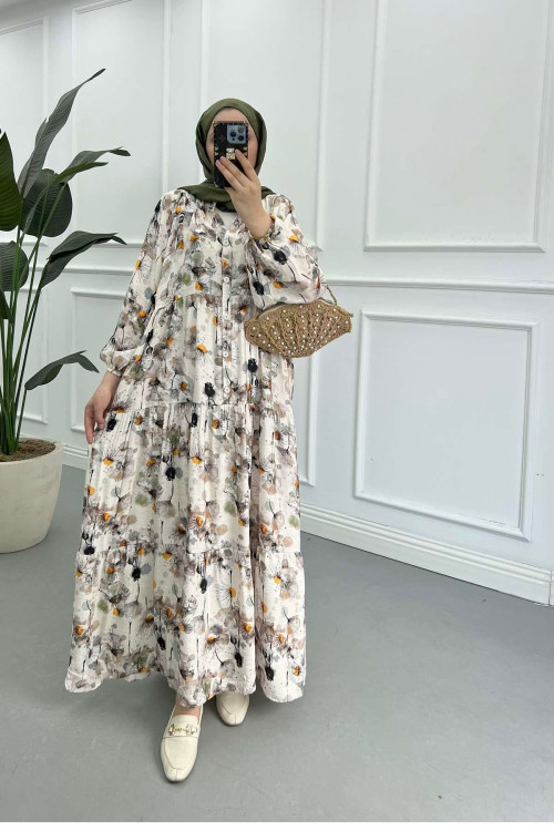 Sare Fashion Patterned Mango Dress Brown