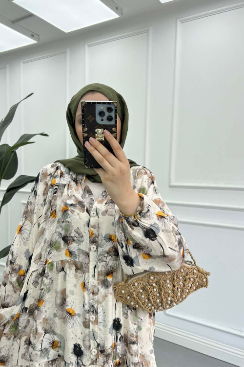 Sare Fashion Patterned Mango Dress Brown