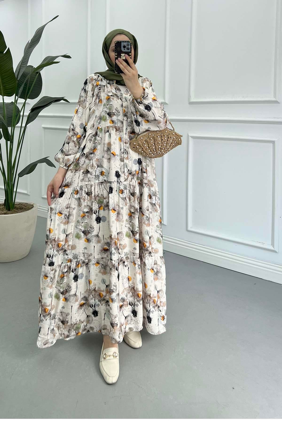 Sare Fashion Patterned Mango Dress Brown