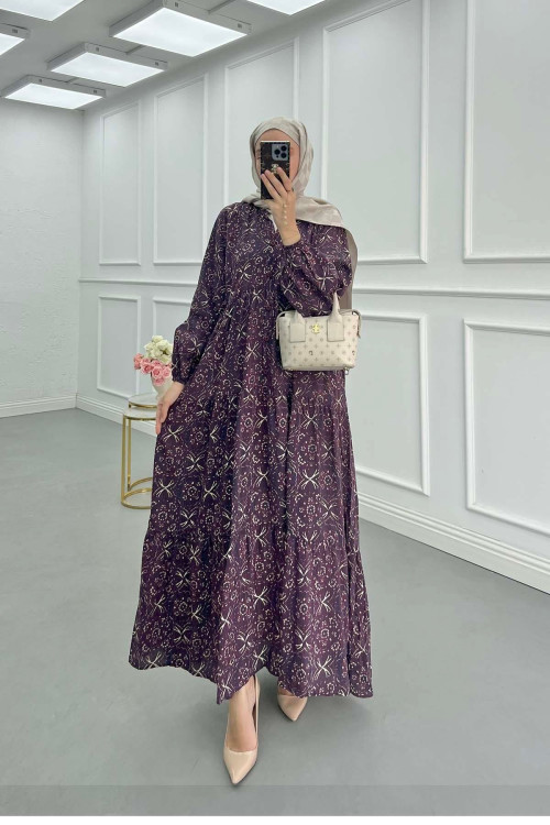 Sare Fashion Patterned Mango Dress Purple