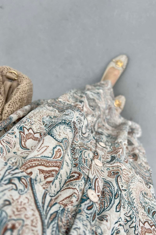 Sare Fashion Patterned Mango Dress Petrol Blue