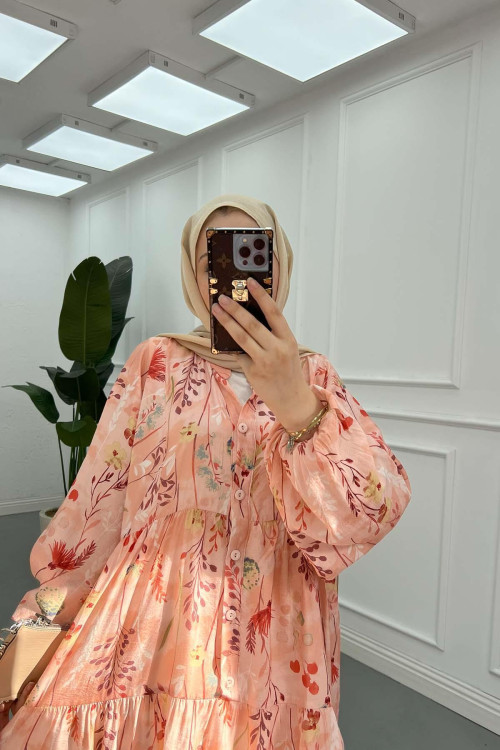 Sare Fashion Patterned Mango Dress Powder