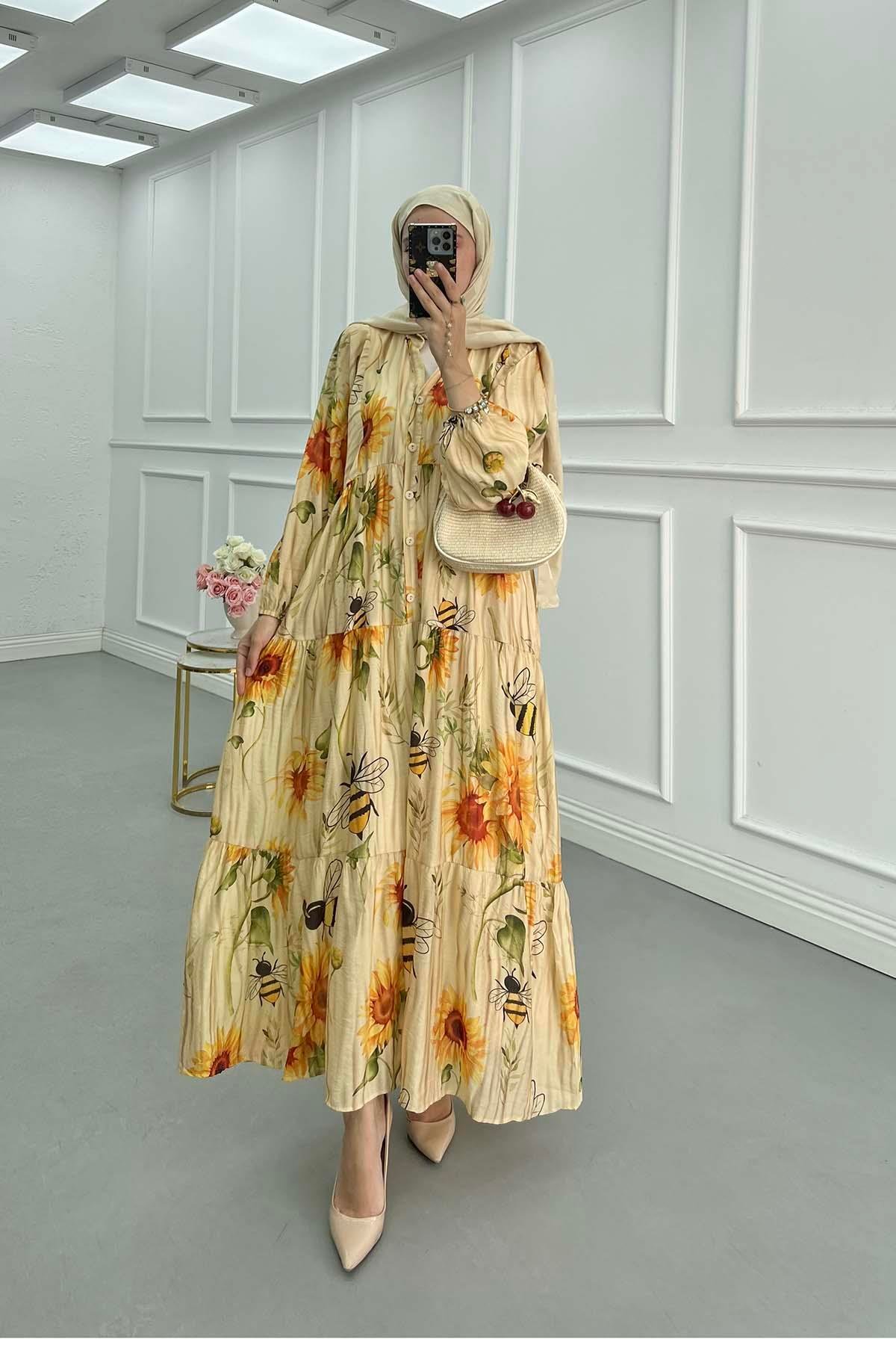 Sare Fashion Patterned Mango Dress Yellow