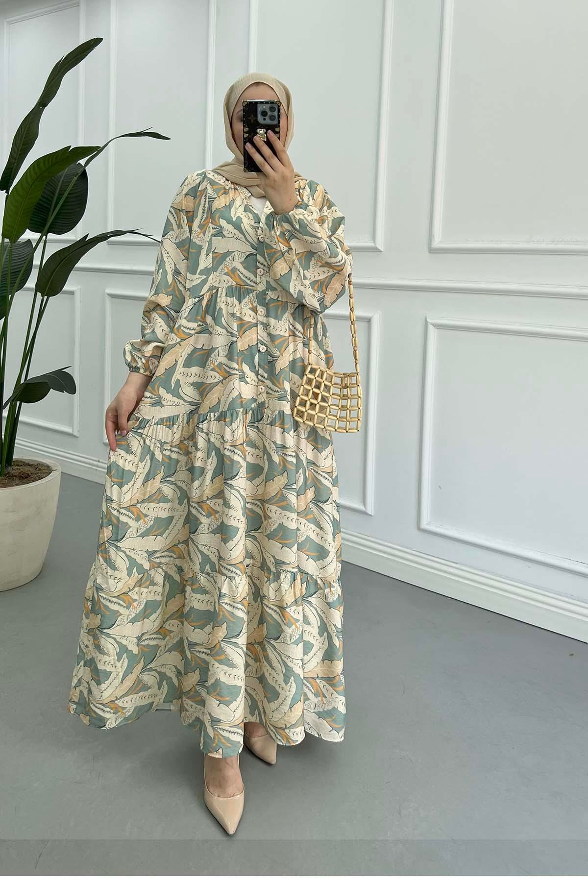 Sare Fashion Patterned Mango Dress Green