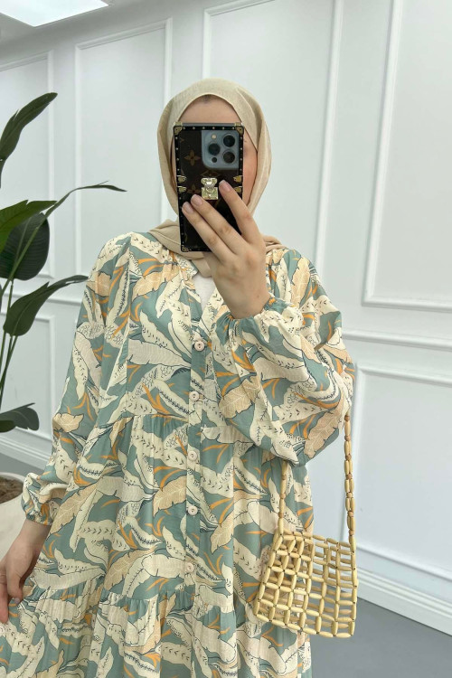 Sare Fashion Patterned Mango Dress Green Sare Fashion Patterned Mango Dress Green