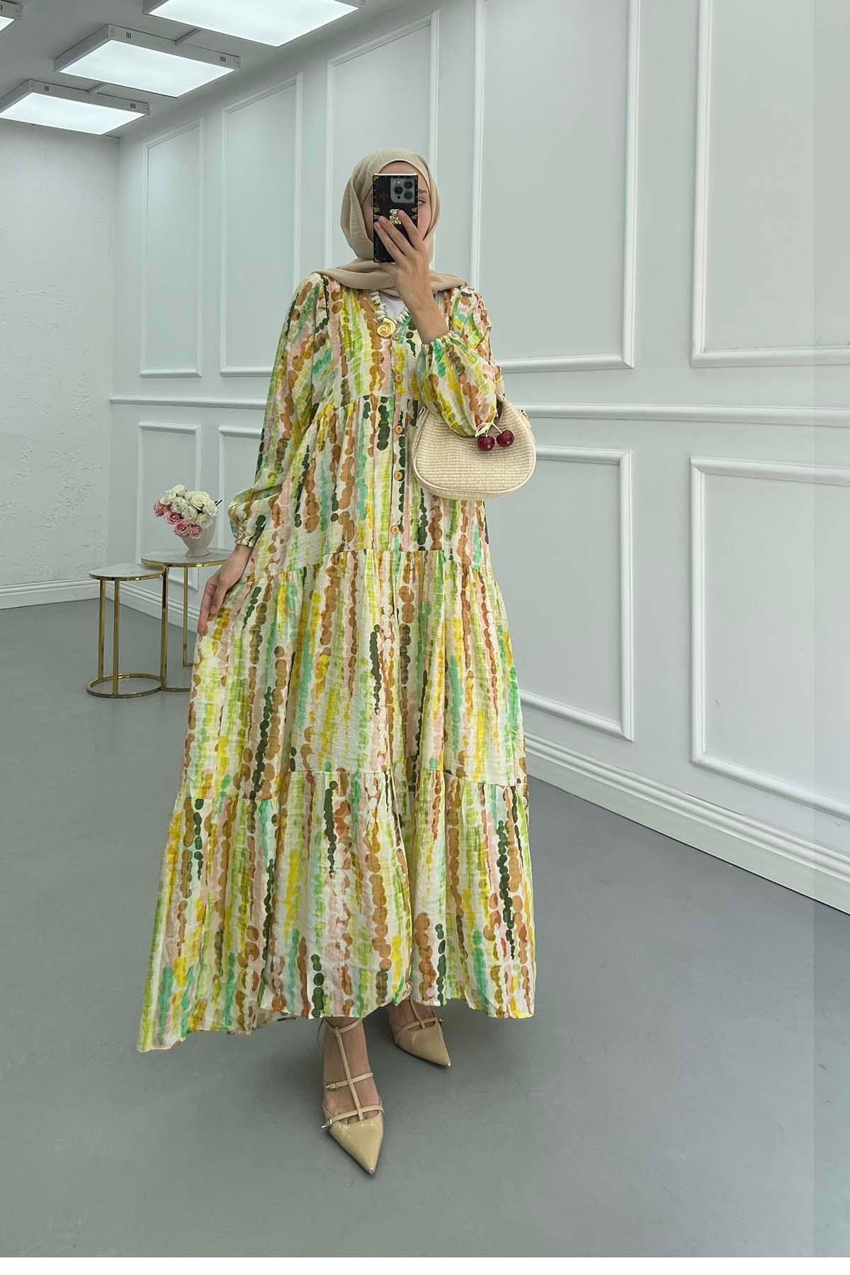 Sare Fashion Patterned Mango Dress Green