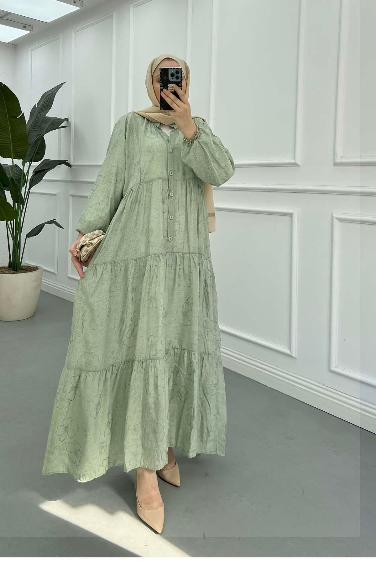 Sare Fashion Patterned Mango Dress Green