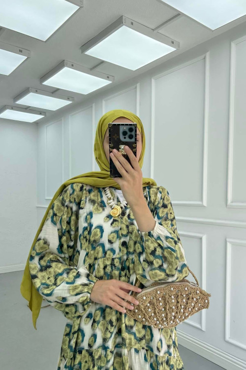 Sare Fashion Patterned Mango Dress Green-Blue