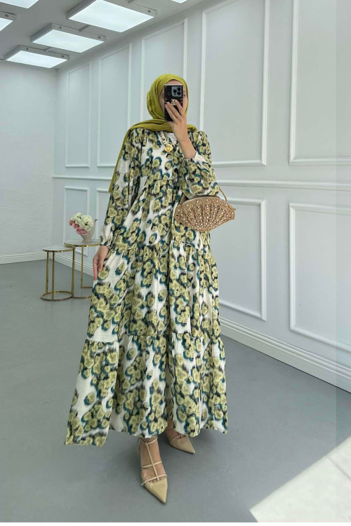 Sare Fashion Patterned Mango Dress Green-Blue